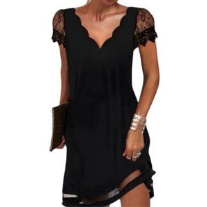Elegant Little Black Cap Sleeve Dress
